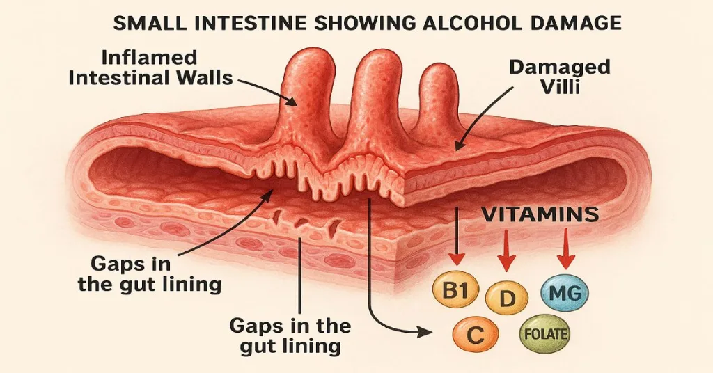 Alcohol damaging gut lining and blocking vitamin absorption