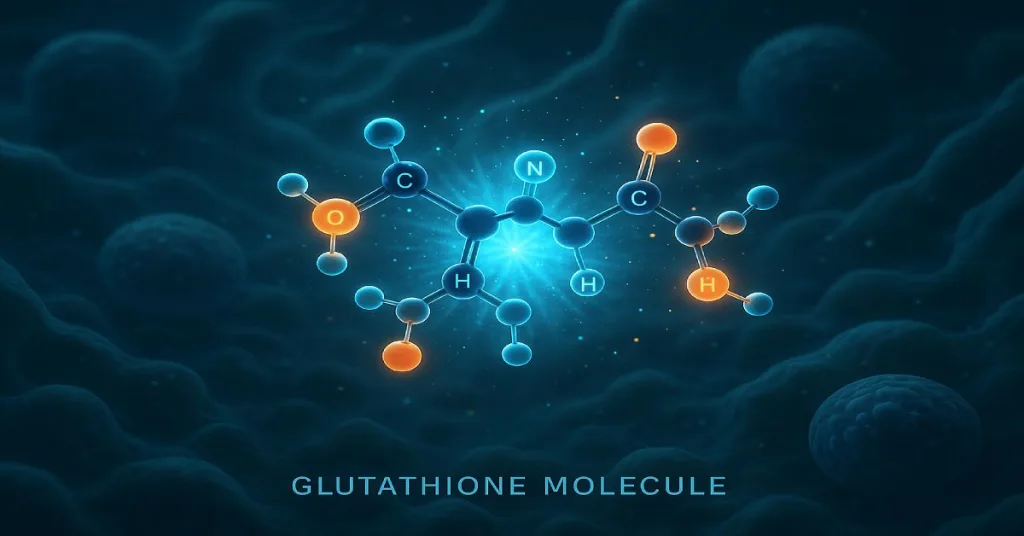 3D illustration of glutathione molecule enhanced by NAC antioxidant activity