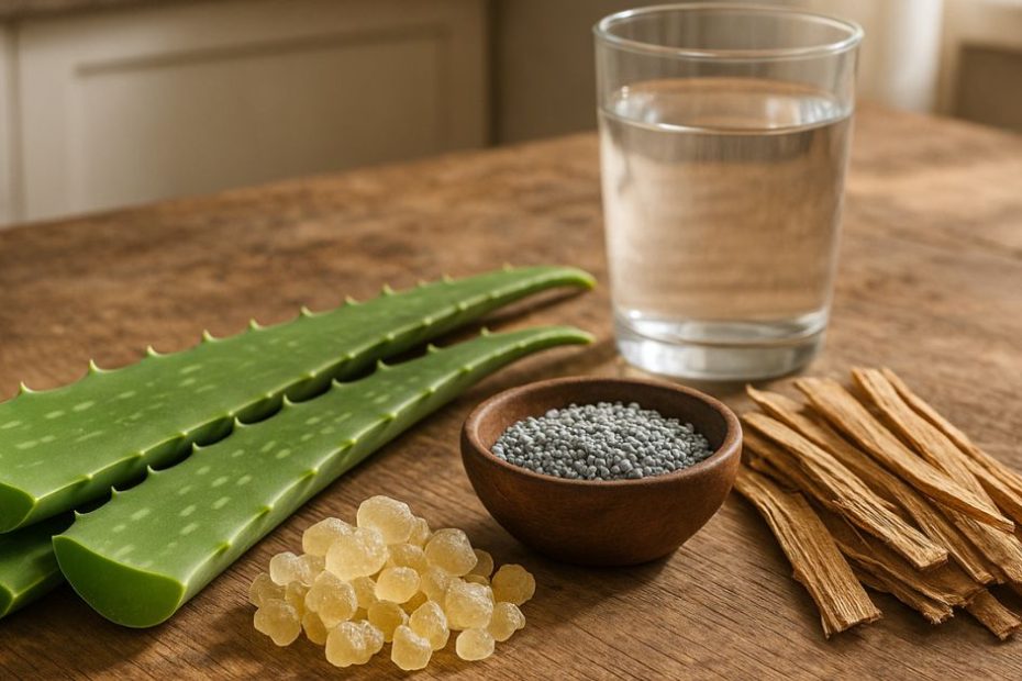 natural stomach lining support ingredients aloe vera mastic gum slippery elm zinc