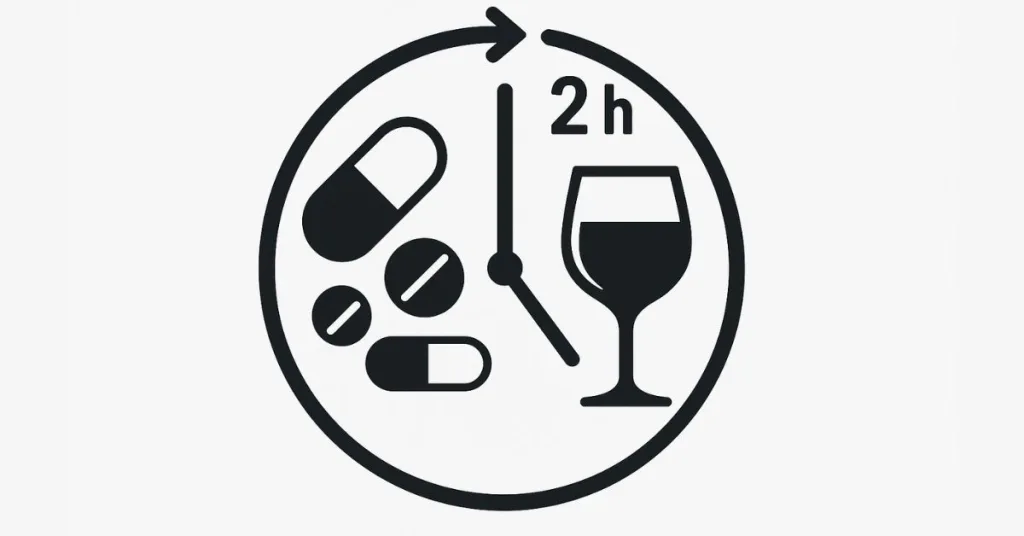 Visual showing when to take supplements if drinking