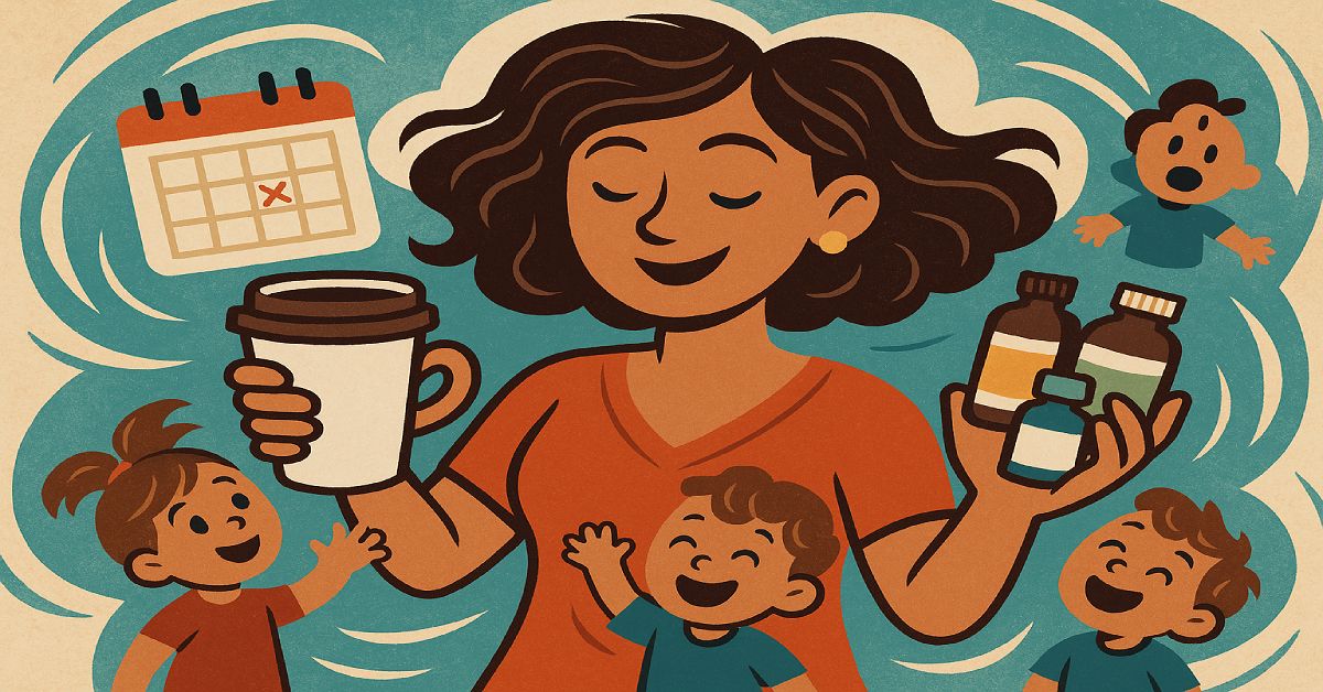 Busy mom juggling life and supplements