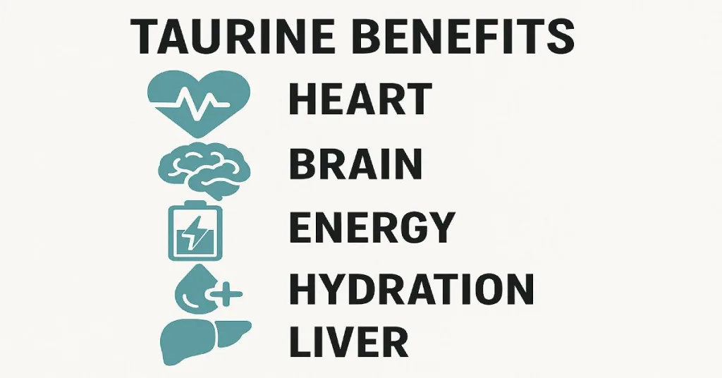 infographic showing top 5 taurine benefits