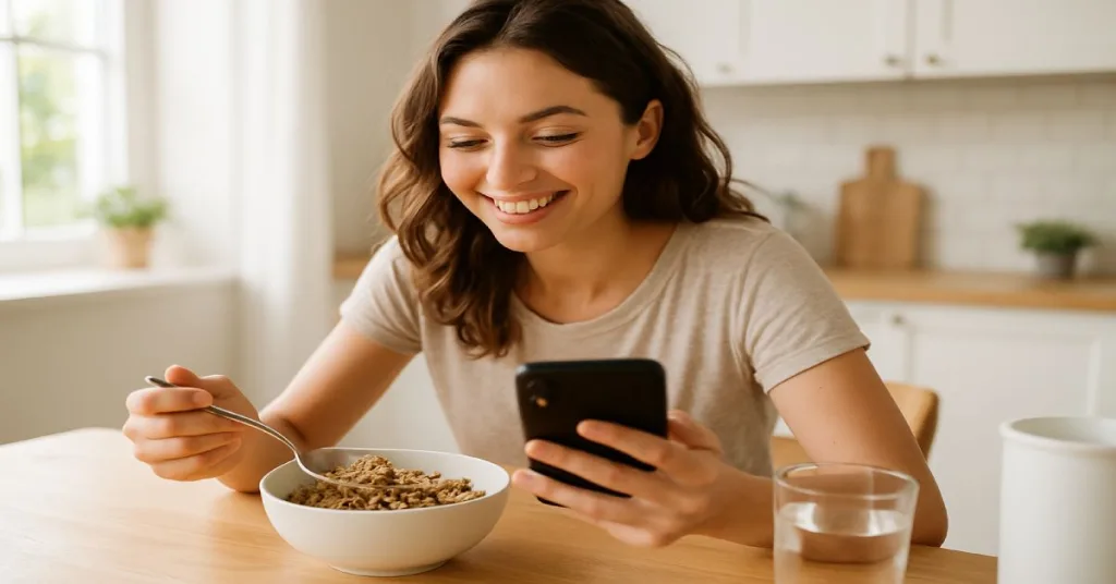 woman watching fibermaxxing trend on TikTok