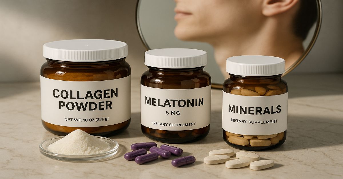 collagen, melatonin, and mineral supplements promoted for neck fat reduction