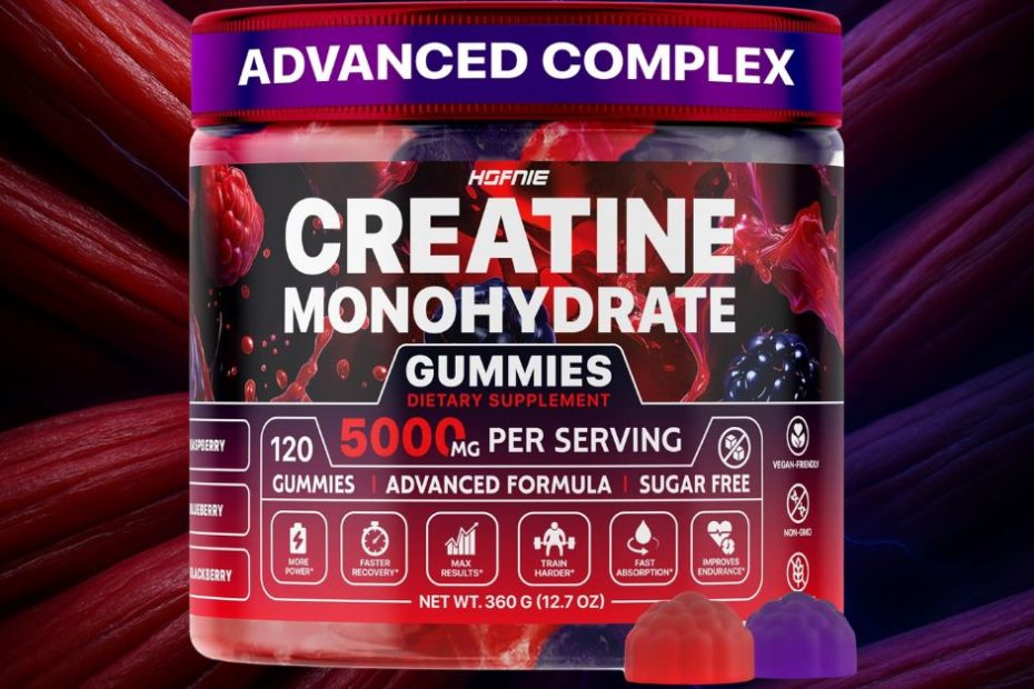 Hofnie Creatine Monohydrate Gummies bottle recreated from reference photo.