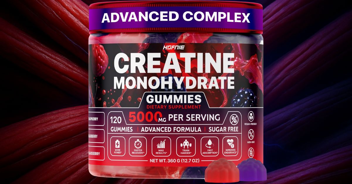 Hofnie Creatine Monohydrate Gummies bottle recreated from reference photo.